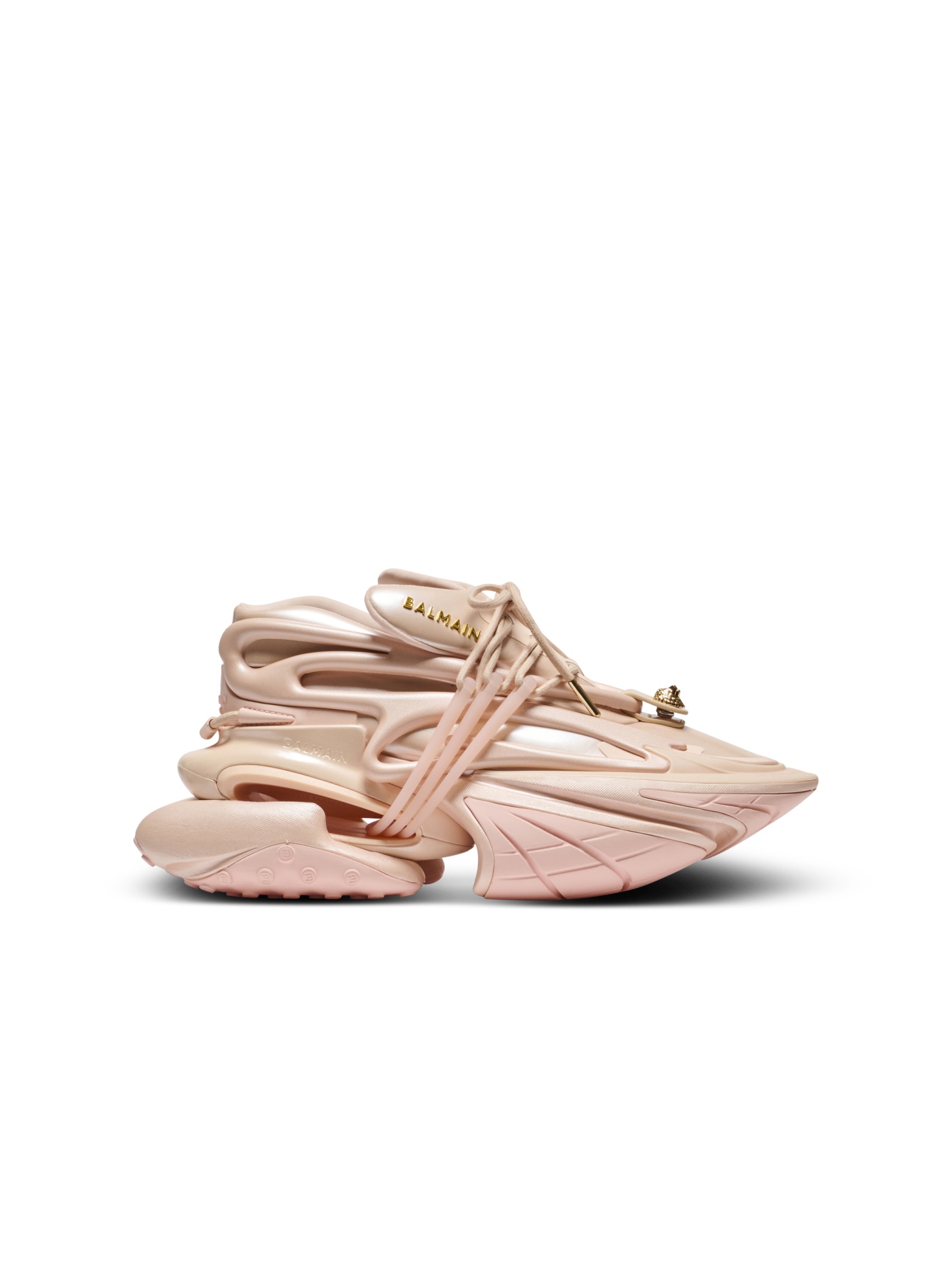 Shop Balmain Unicorn Low Trainers In Iridescent Technical Materials In Nude