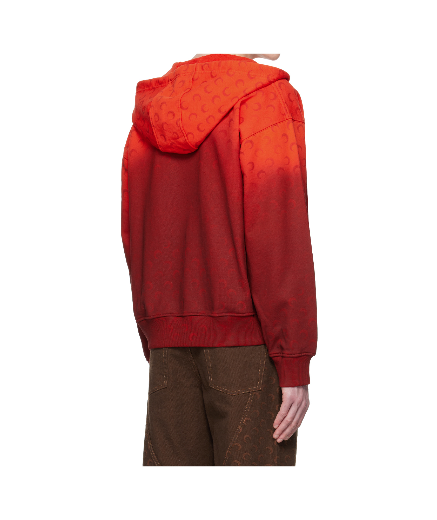 Marine Serre Red Moon Faded Fleece Zipped Hoodie