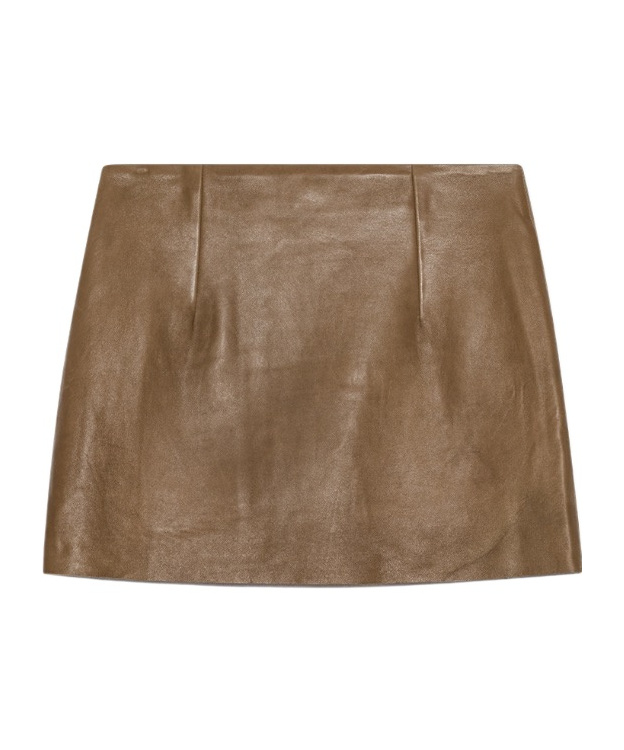 Remain Birger Christensen Zipper Leather Miniskirt In Brown