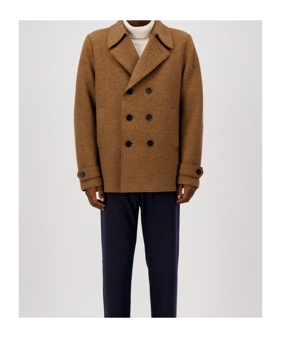 Harris Wharf London Double-breasted Short Jacket In Brown