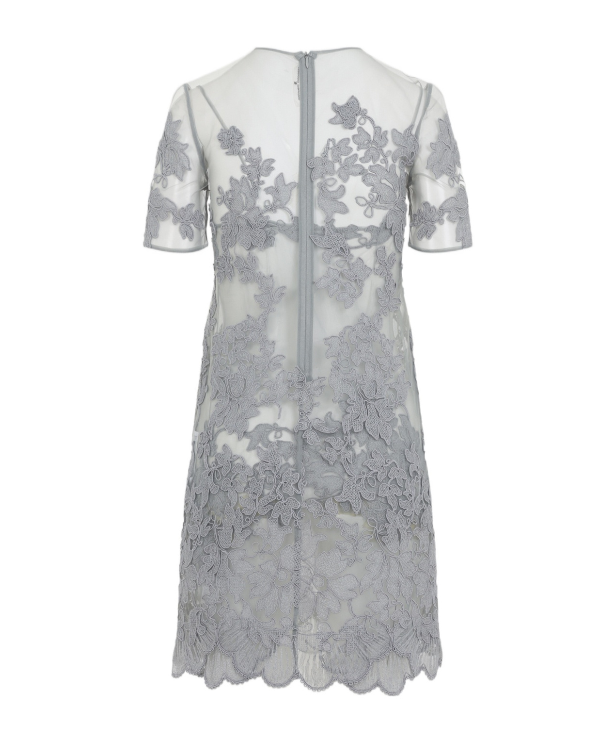 Ermanno Scervino Floral Lace Short Sleeve Mini Dress In Gray