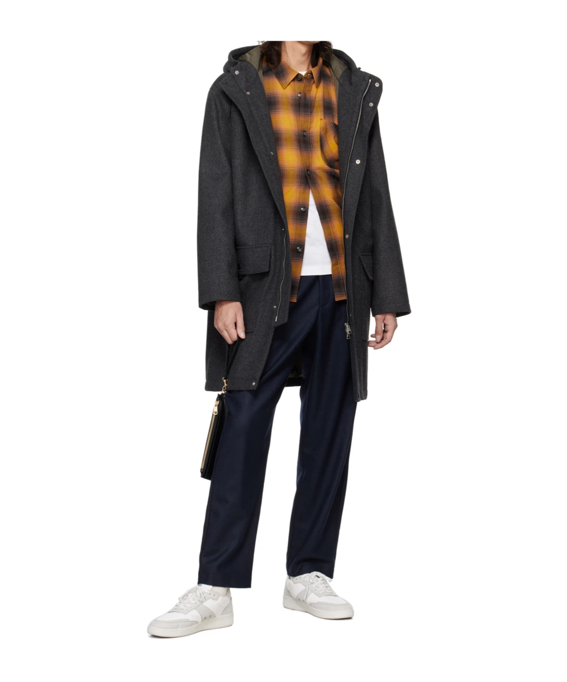 Apc Dave's Hooded Coat In Black