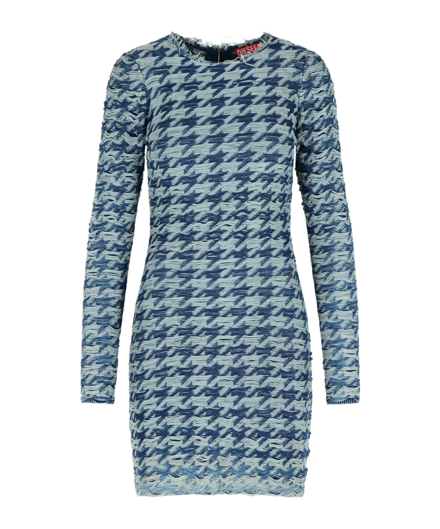 Diesel Women Light Blue Houndstooth Denim M-halma Minidress In Blue