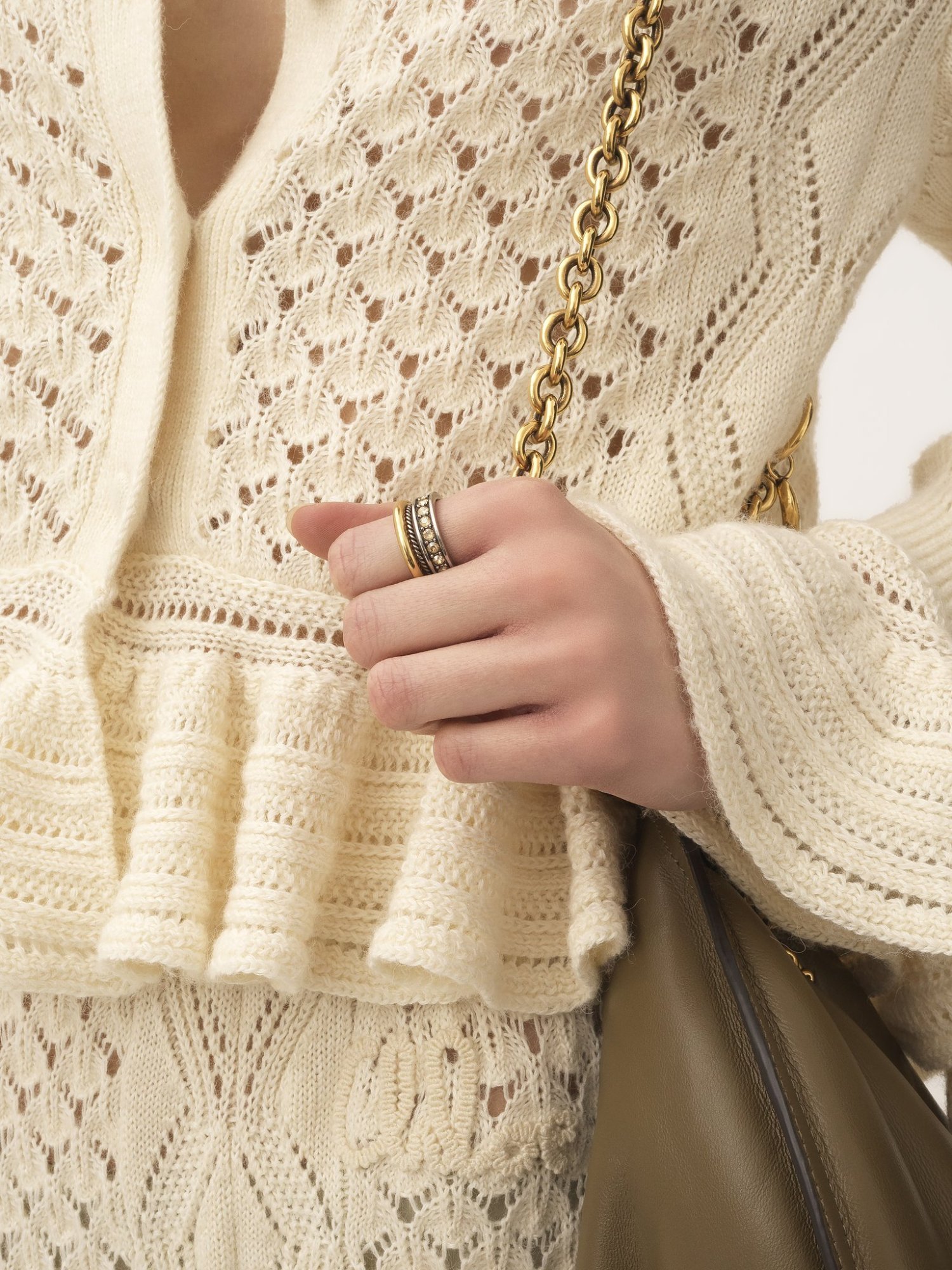 Chloé Beaded Ring In Metallic