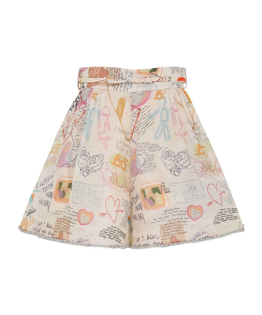 Zimmermann Crush Belted Linen-silk Shorts In Nude