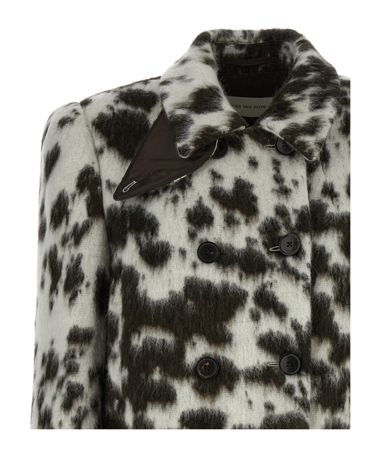 Dries Van Noten Animal Print Double Breasted Long Sleeve Coat In Multi