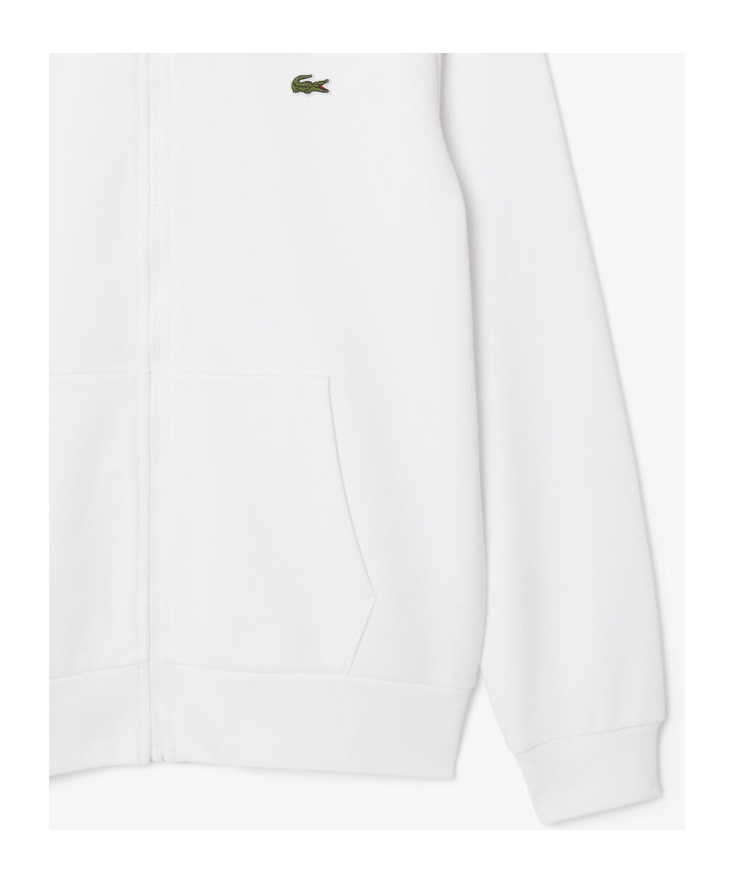 Lacoste Logo-patch Zipped Sweatshirt In White