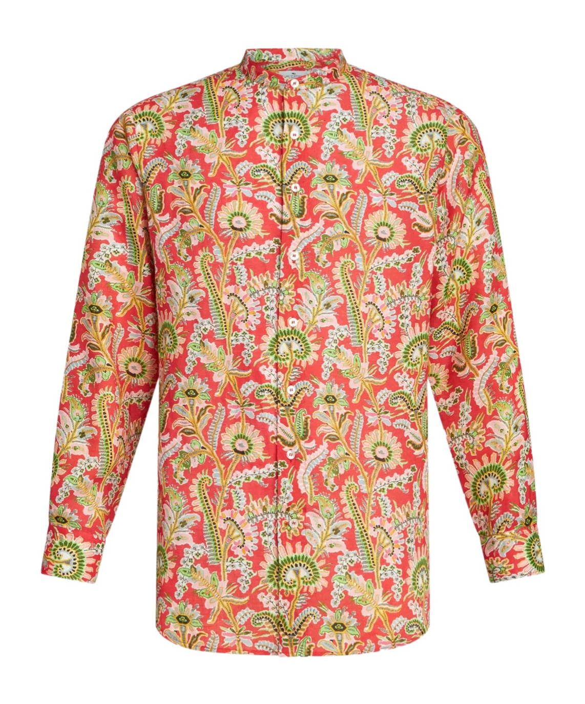 Etro Floral Pattern Long Sleeves Curved Hem Shirt In Yellow