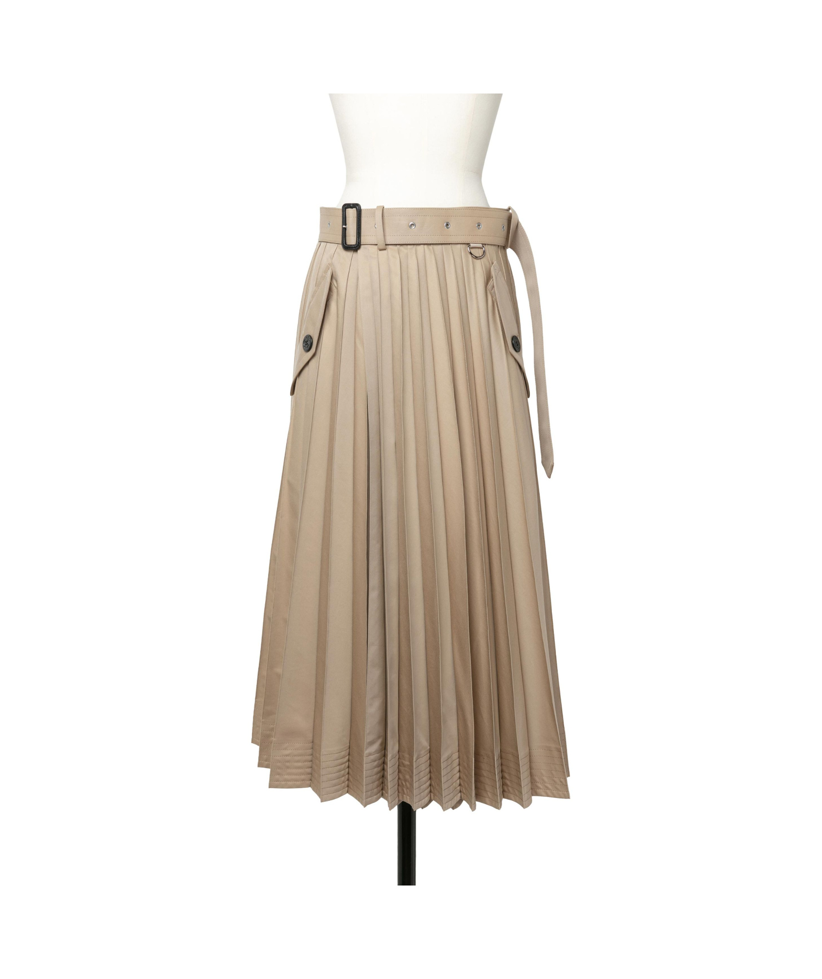 Sacai Womens Beige Pleated Wrap-front Woven Midi Skirt In Brown
