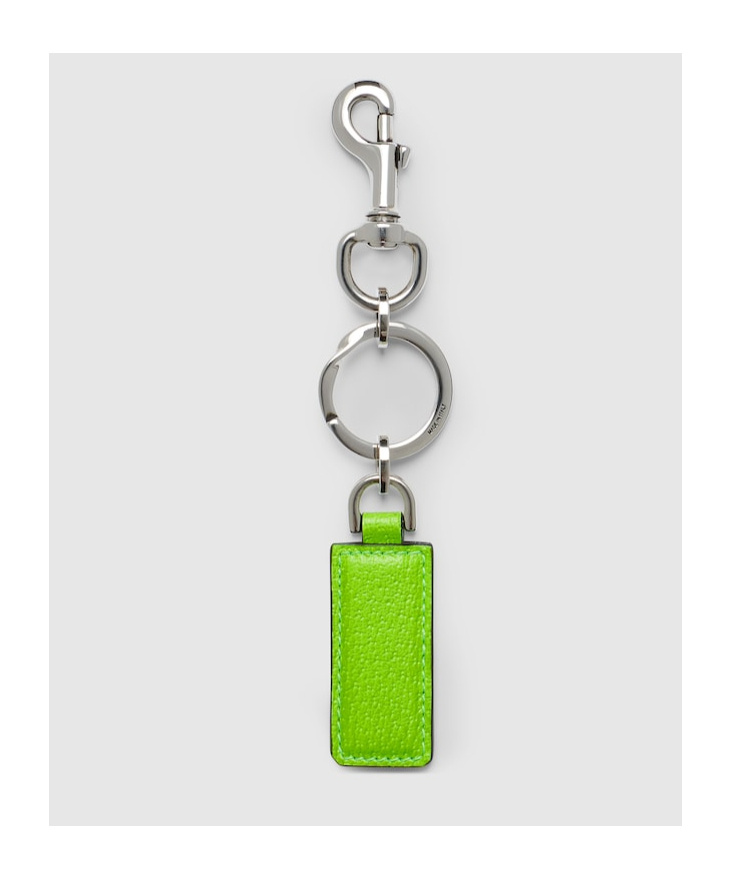 Gucci Mini Supreme Fabric Key Ring With Leather Details In Gray