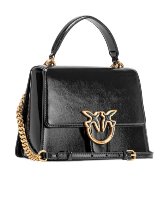 Pinko Love Bag Glossy Handbag With Handle And Shoulder Strap