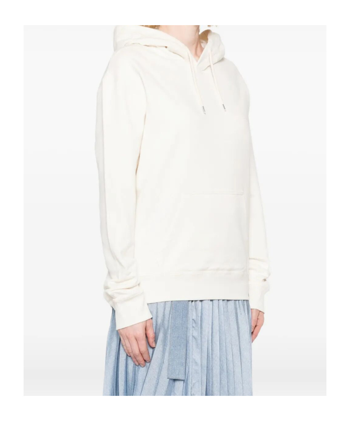 Courrèges Hooded Knitwear With Kangaroo Pocket And Ribbed Finish In White