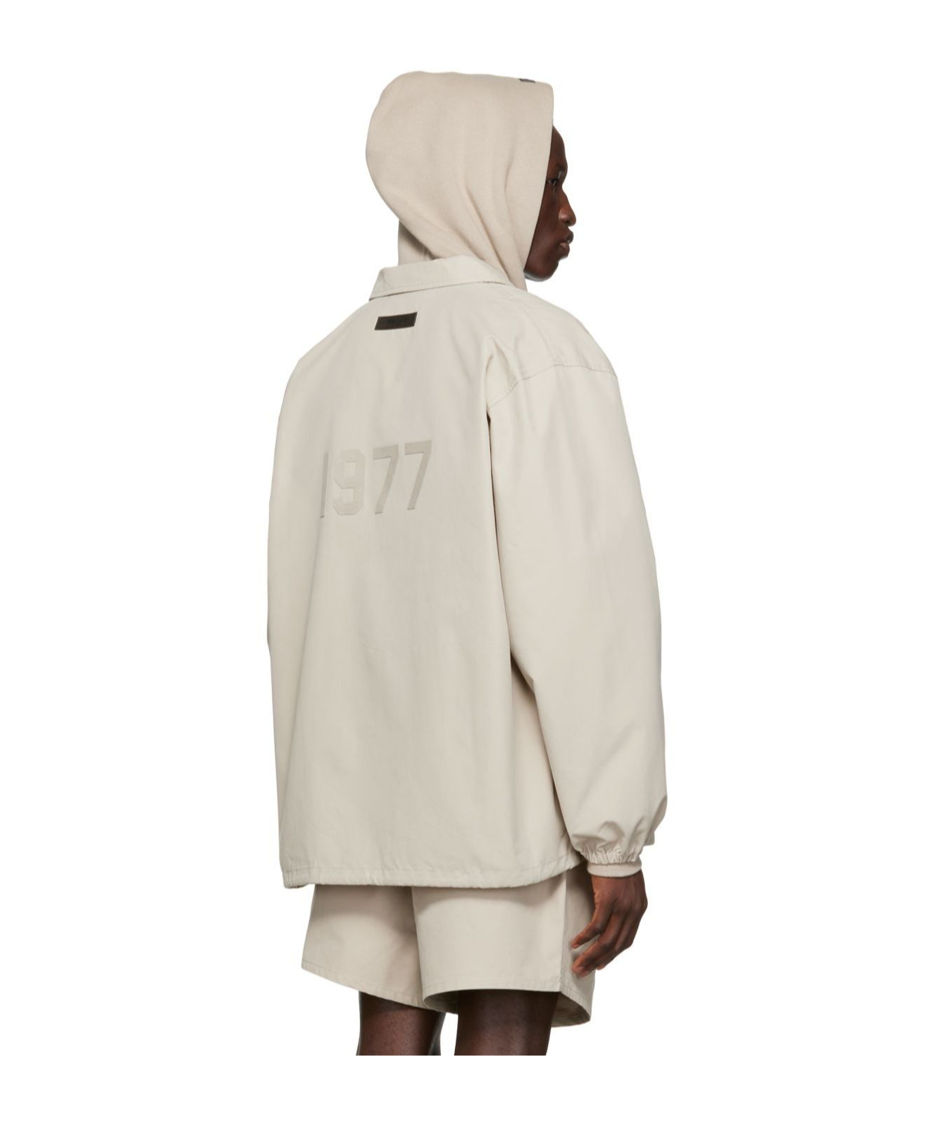 Essentials Graphic-print Drawstring Shirt Jacket In Nude
