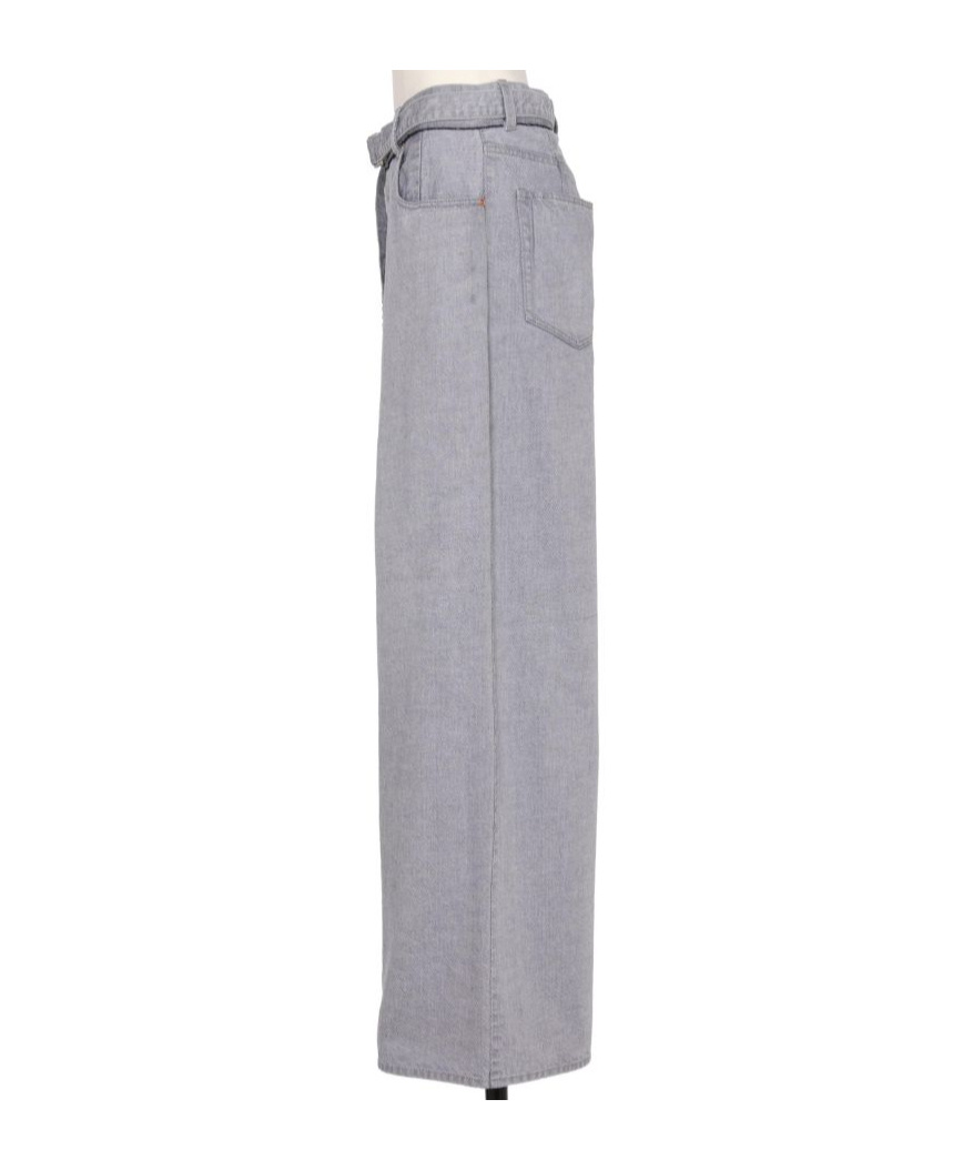 Sacai Wide-leg Belted Jeans In Gray