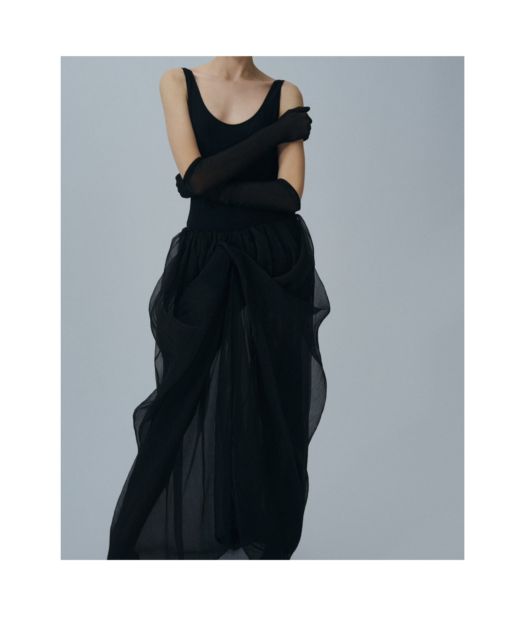 Magda Butrym Draped Ruffled Long Skirt In Black