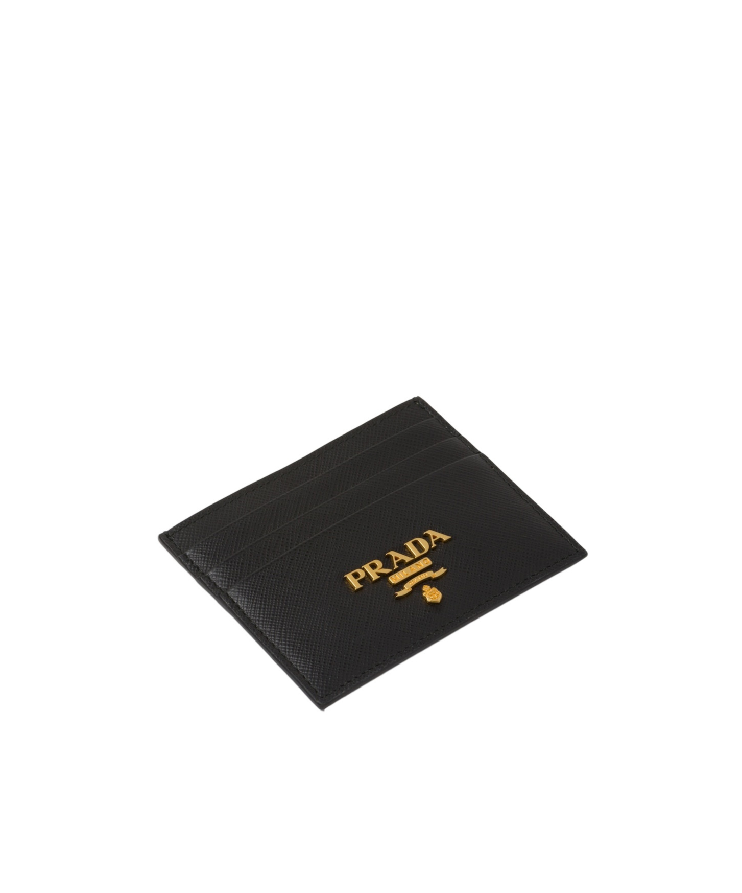 Prada Textured Black Cardholder With Subtle Logo In Black