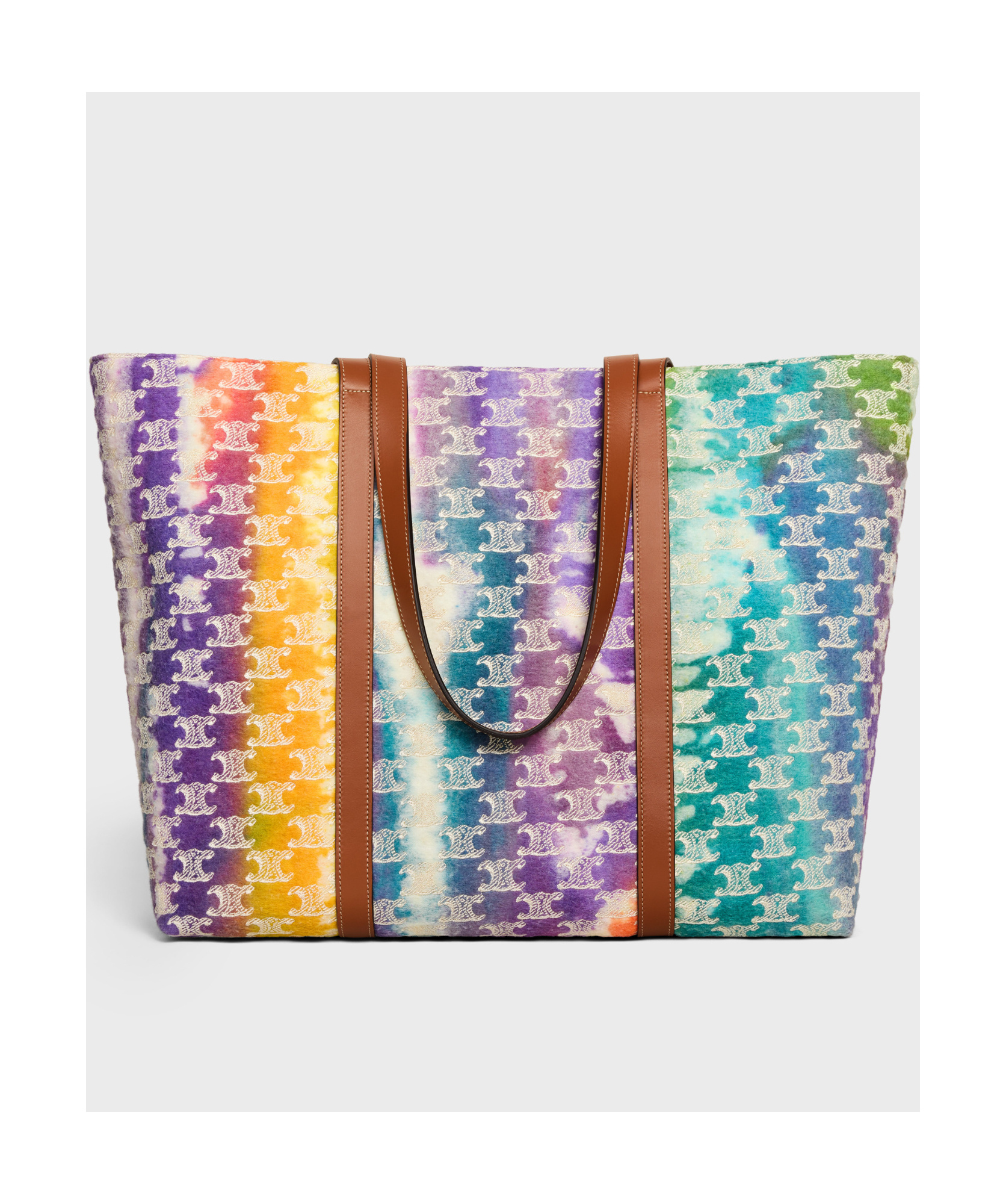 CELINE HORIZONTAL MUSEUM BAG IN TEXTILE WITH TRIOMPHE EMBROIDERIES AND CALFSKIN