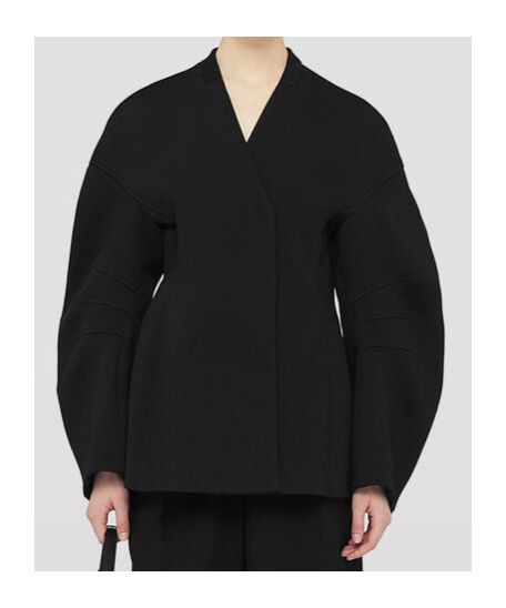 Jil Sander V-neck Wool Wrap Jacket In Black