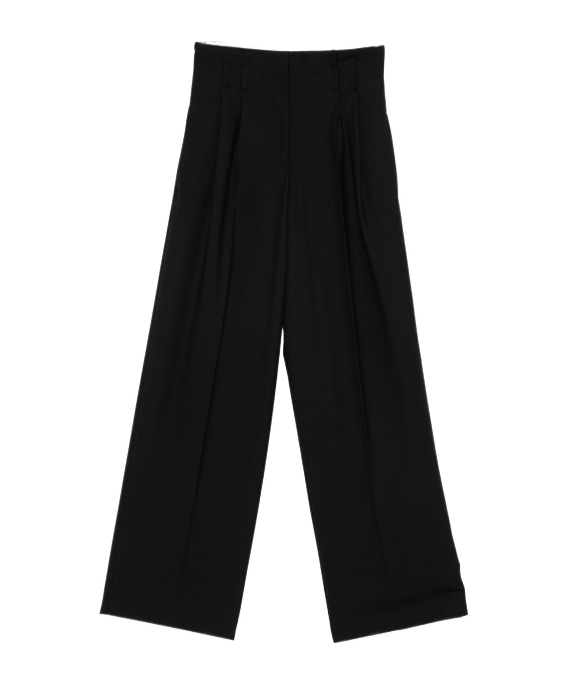 Semicouture High Waist Wide Leg Wool Blend Trousers In Black