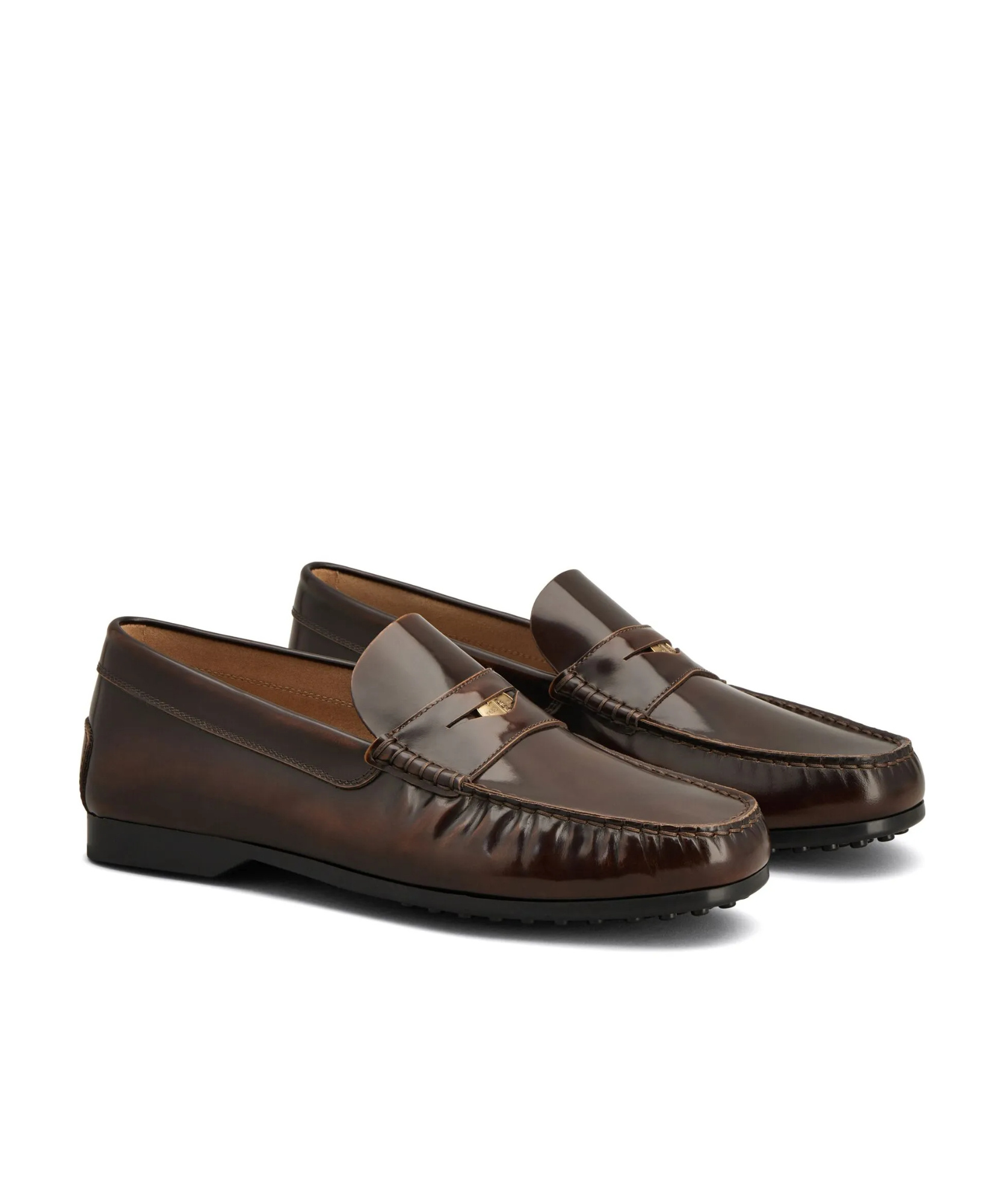 Tod's Round Head Loafer Shoes In Black