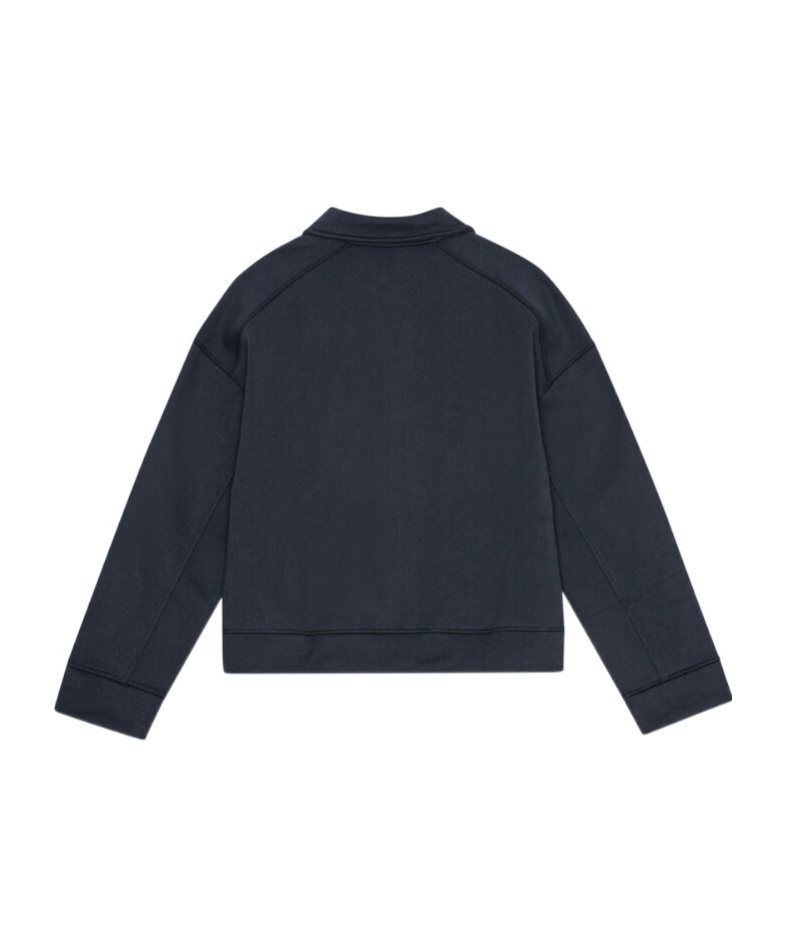 Ganni Heavy Fleece Drop Shoulder Polo Shirt In Black