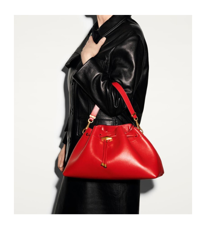 Jimmy Choo Womens Ruby Red/gold Cinch M Leather Shoulder Bag In Red