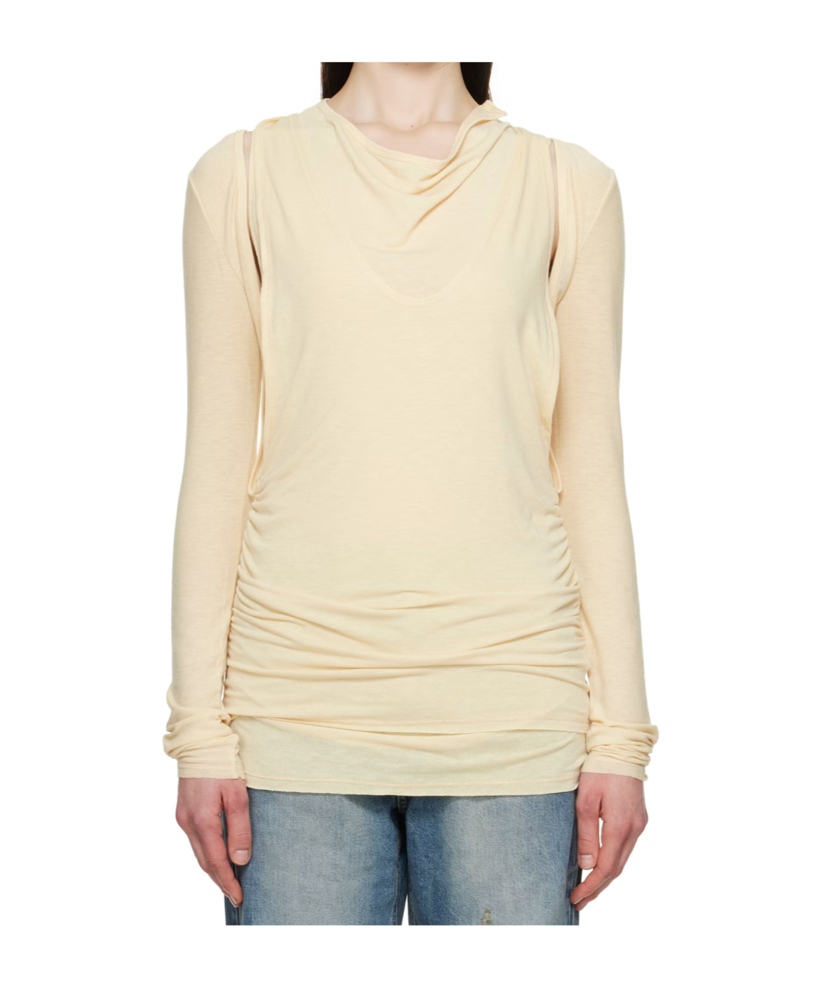Open Yy Convertible Bolero T-shirt In Neutral