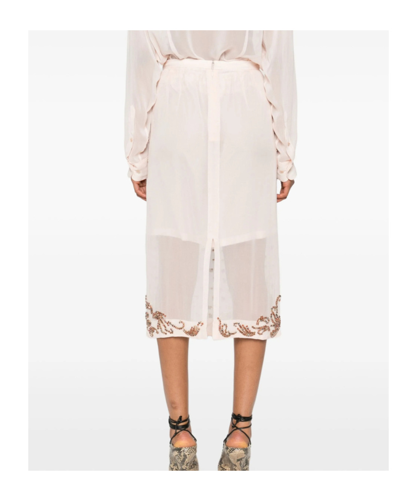 Dries Van Noten Sokna Embellished Midi Skirt In Neutral