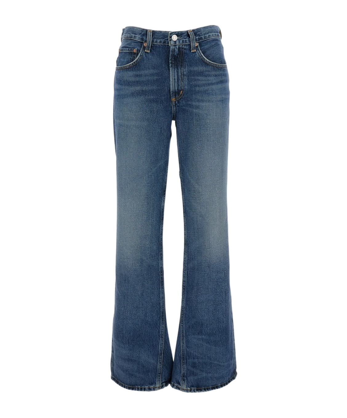 Agolde Denim Trousers With Belt Loops In Blue