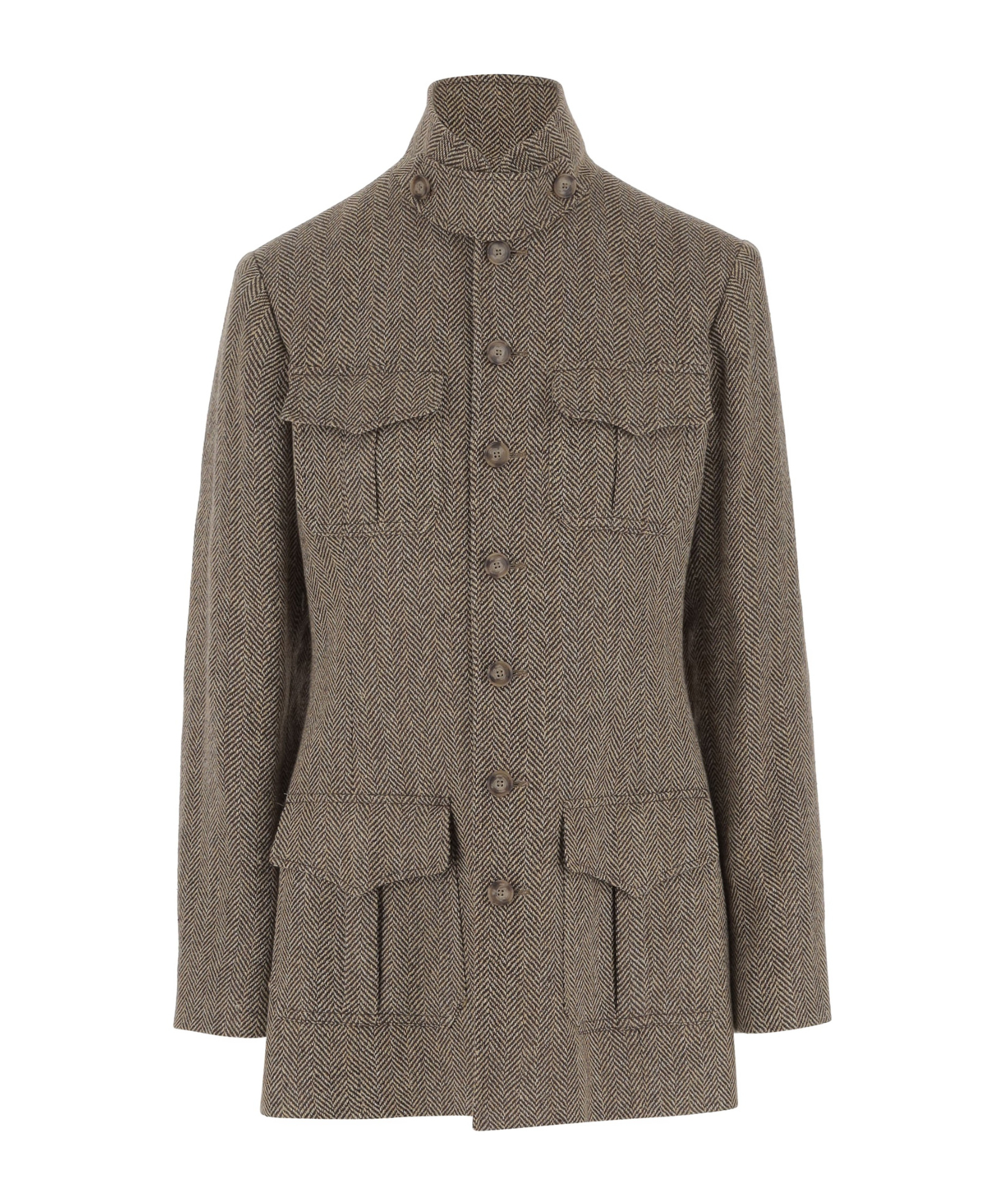 Polo Ralph Lauren Linen-blend Jacket With Stand-up Collar In Gray