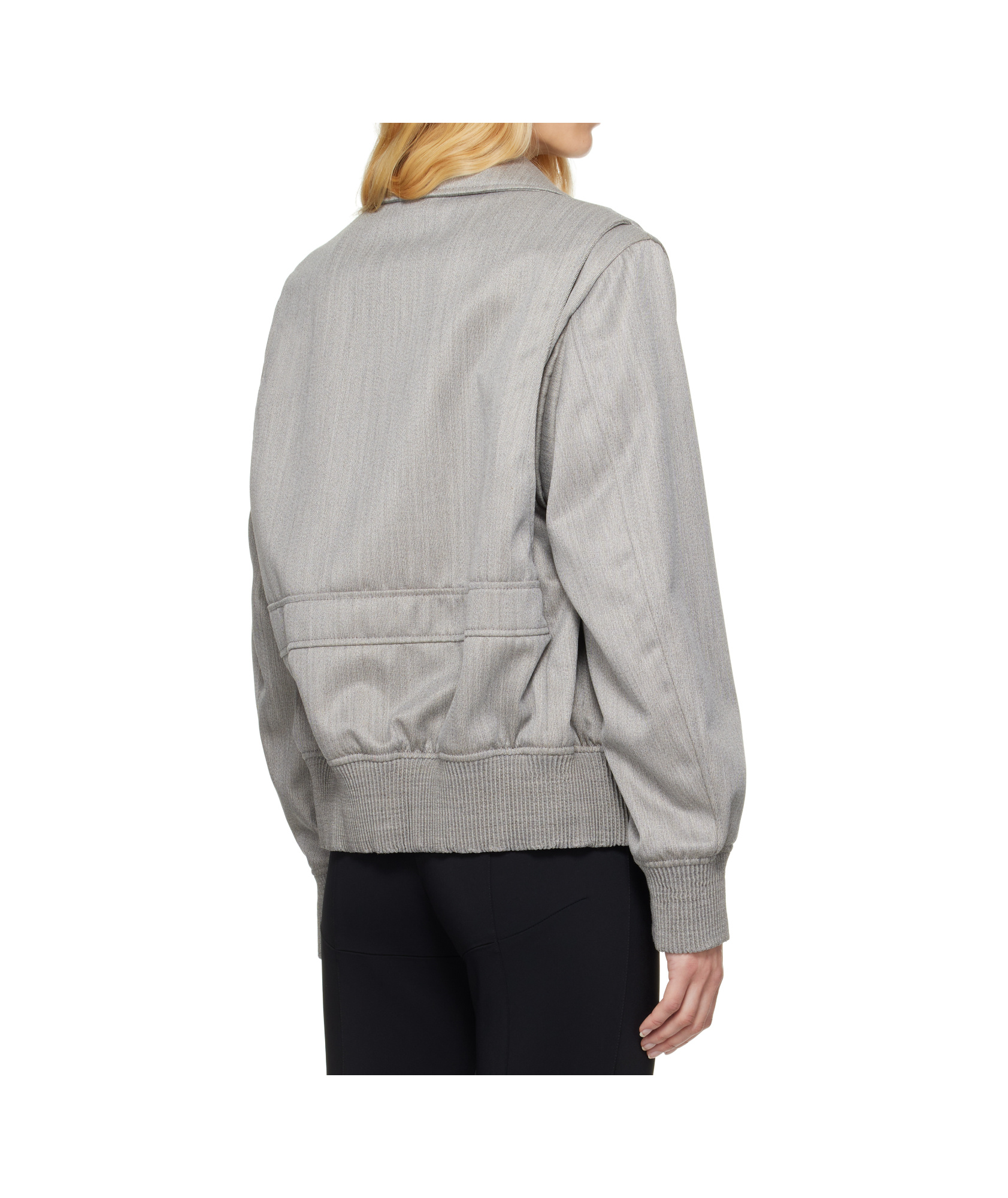 Stella Mccartney Gray Boxy Collared Bomber Jacket In Gray