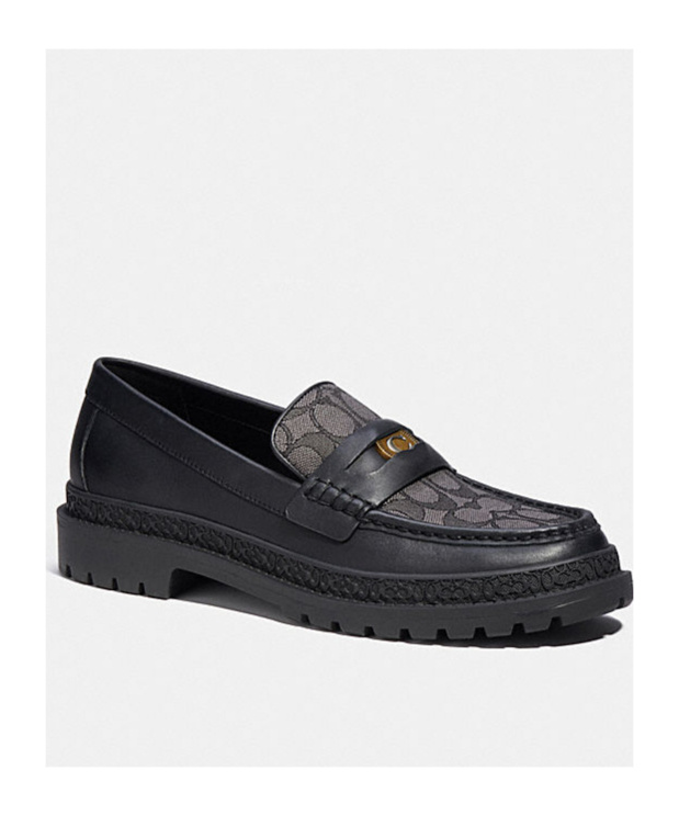 Coach Monogram Jacquard Loafers In Black