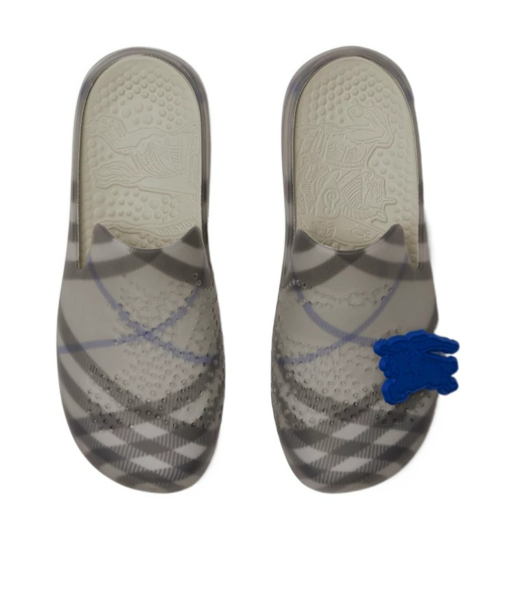 Burberry Checked-lining Stingray Rubber Clogs In Gray