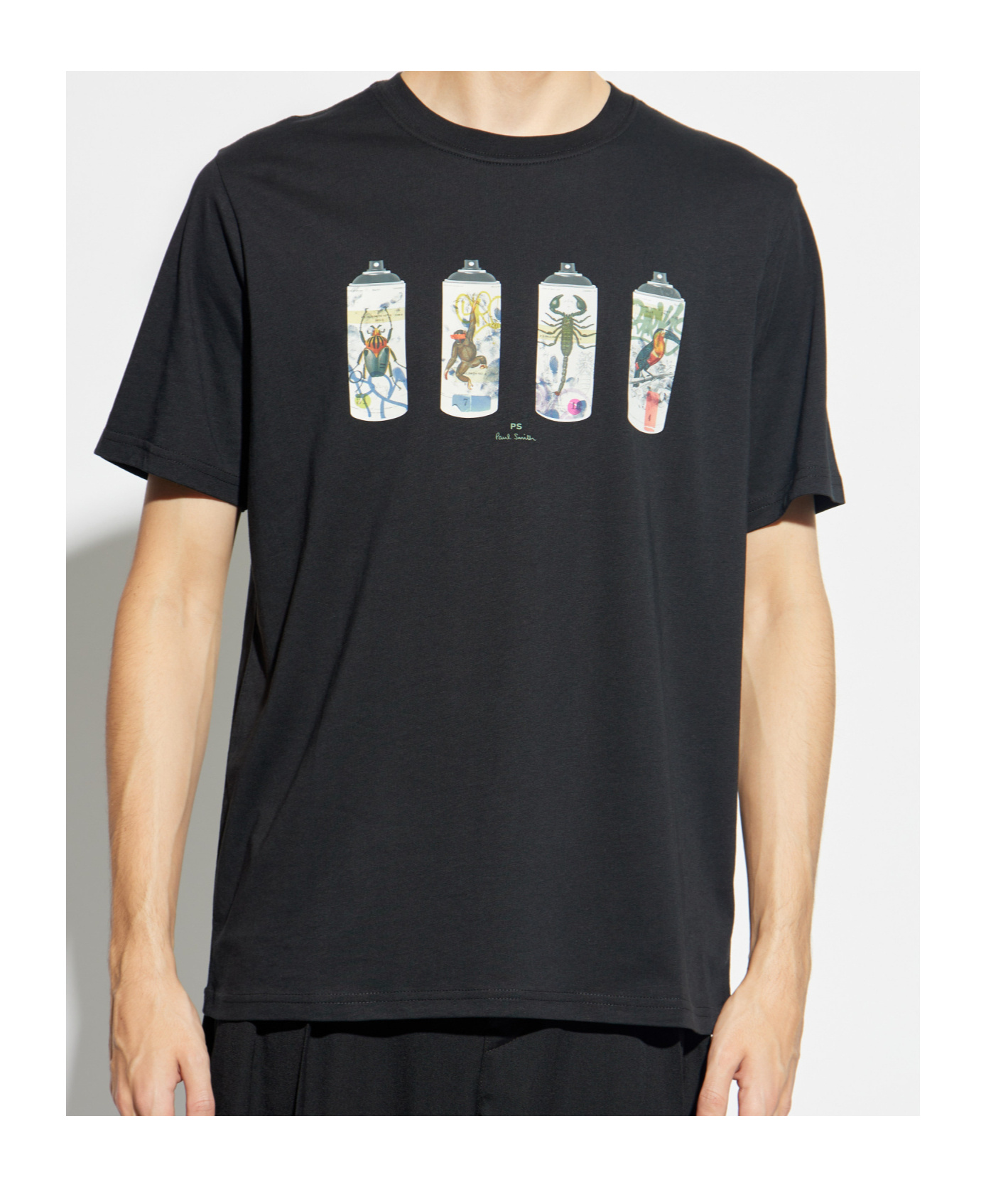 Shop Ps By Paul Smith Spray Cans-print T-shirt In Black