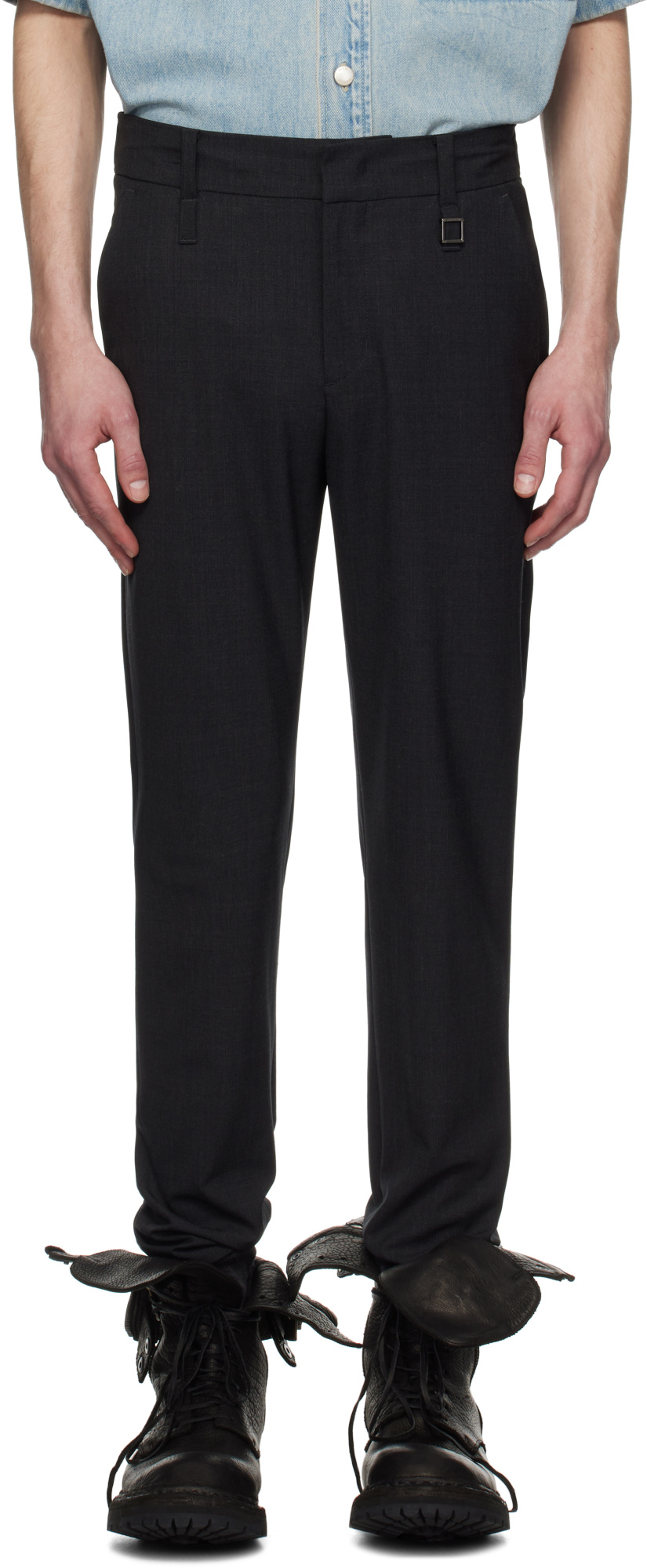 Wooyoungmi Gray Drawstring Trousers In Black