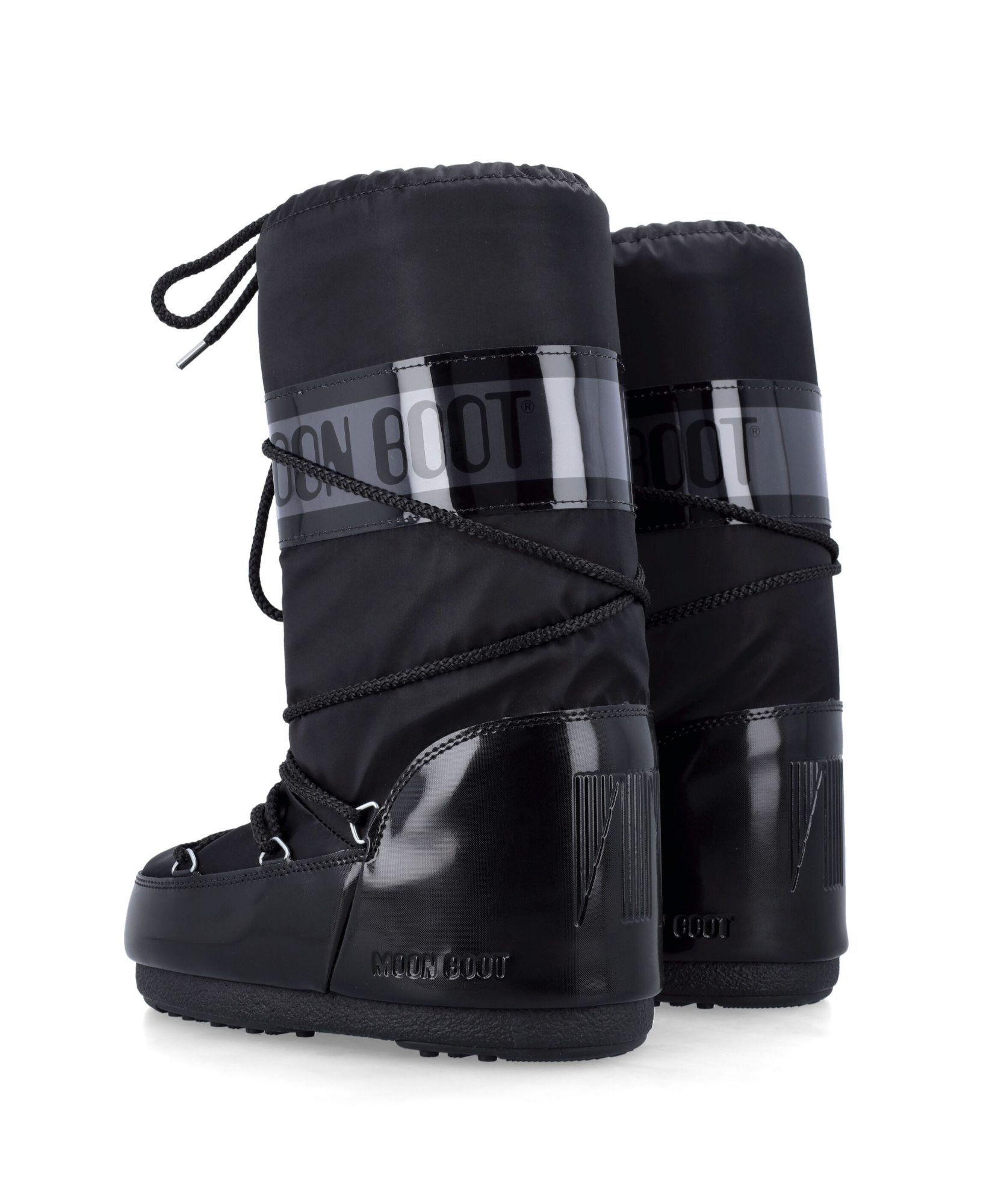 Moon Boot Icon Glance Lace-up Satin Snow Boots In Black