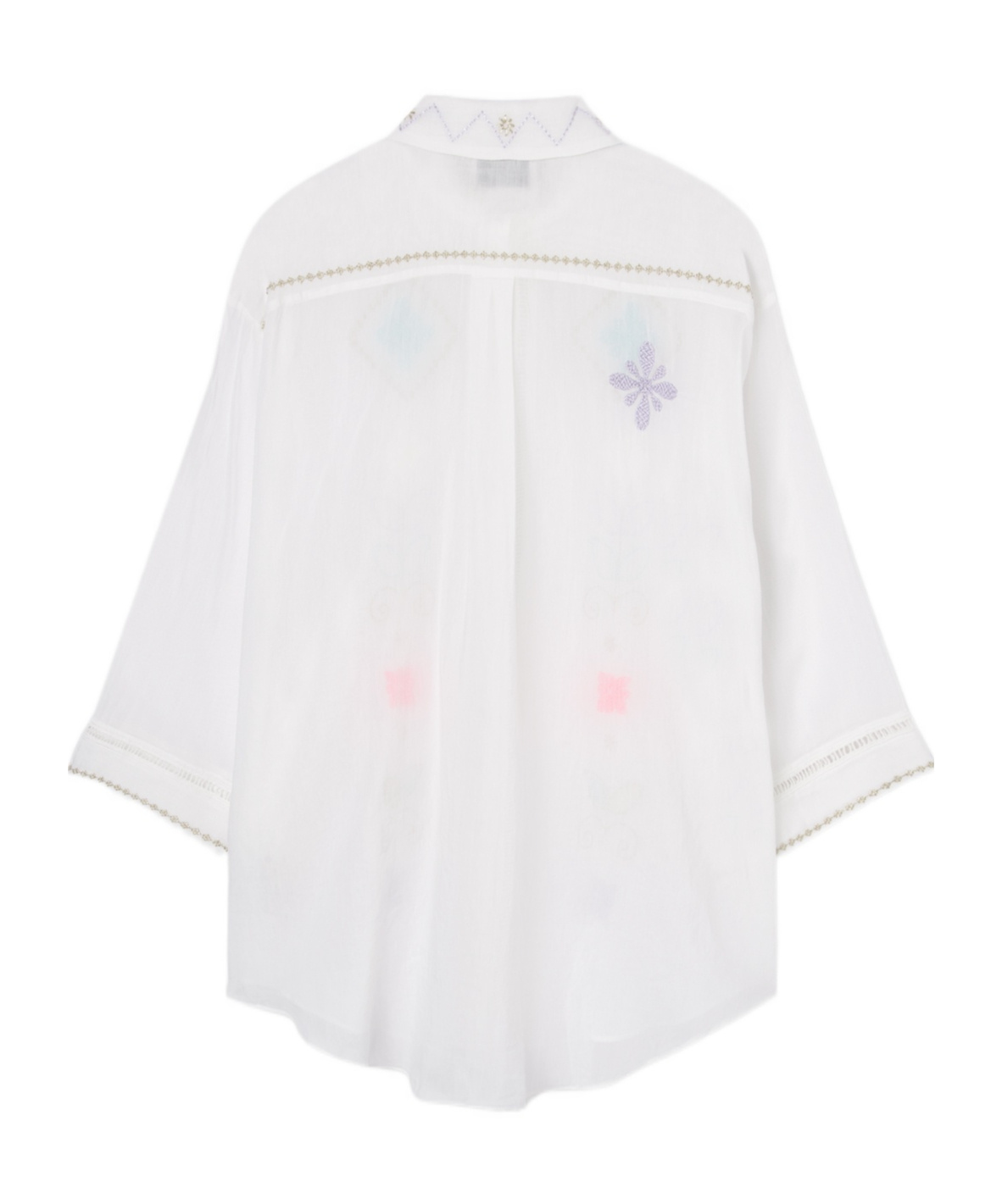 Forte Forte Halfsleeve Voile Shirt With Oniric Blossom Embroidery Pattern