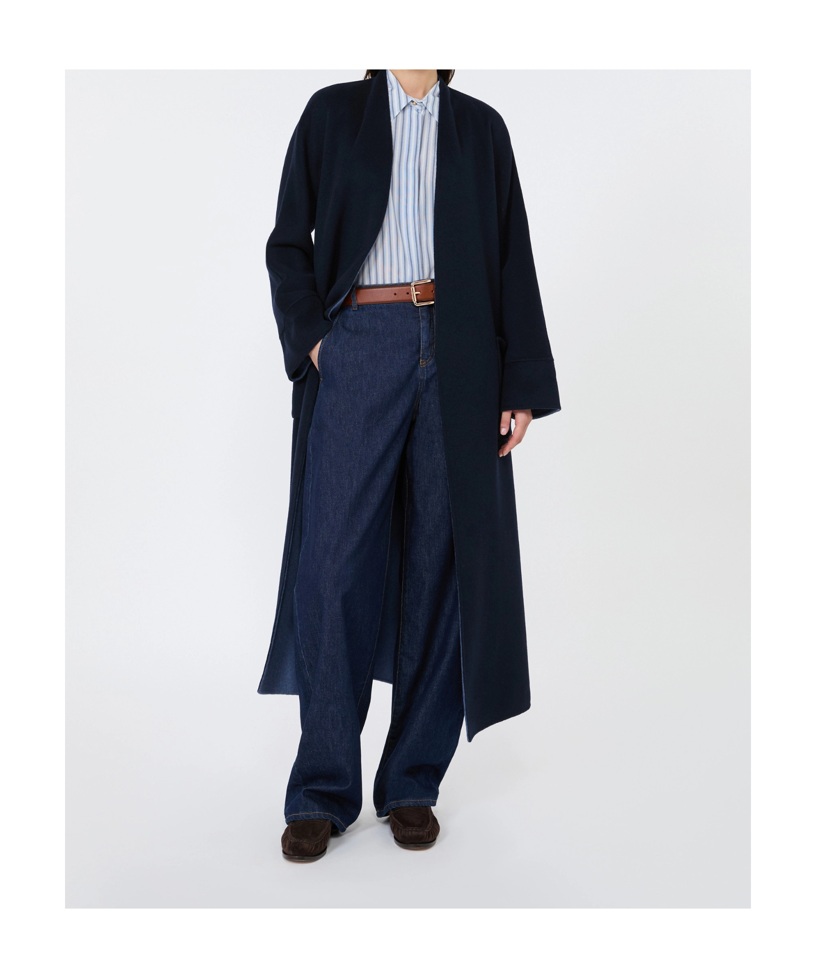 Max Mara Belt-loop Jeans In Navy Blue