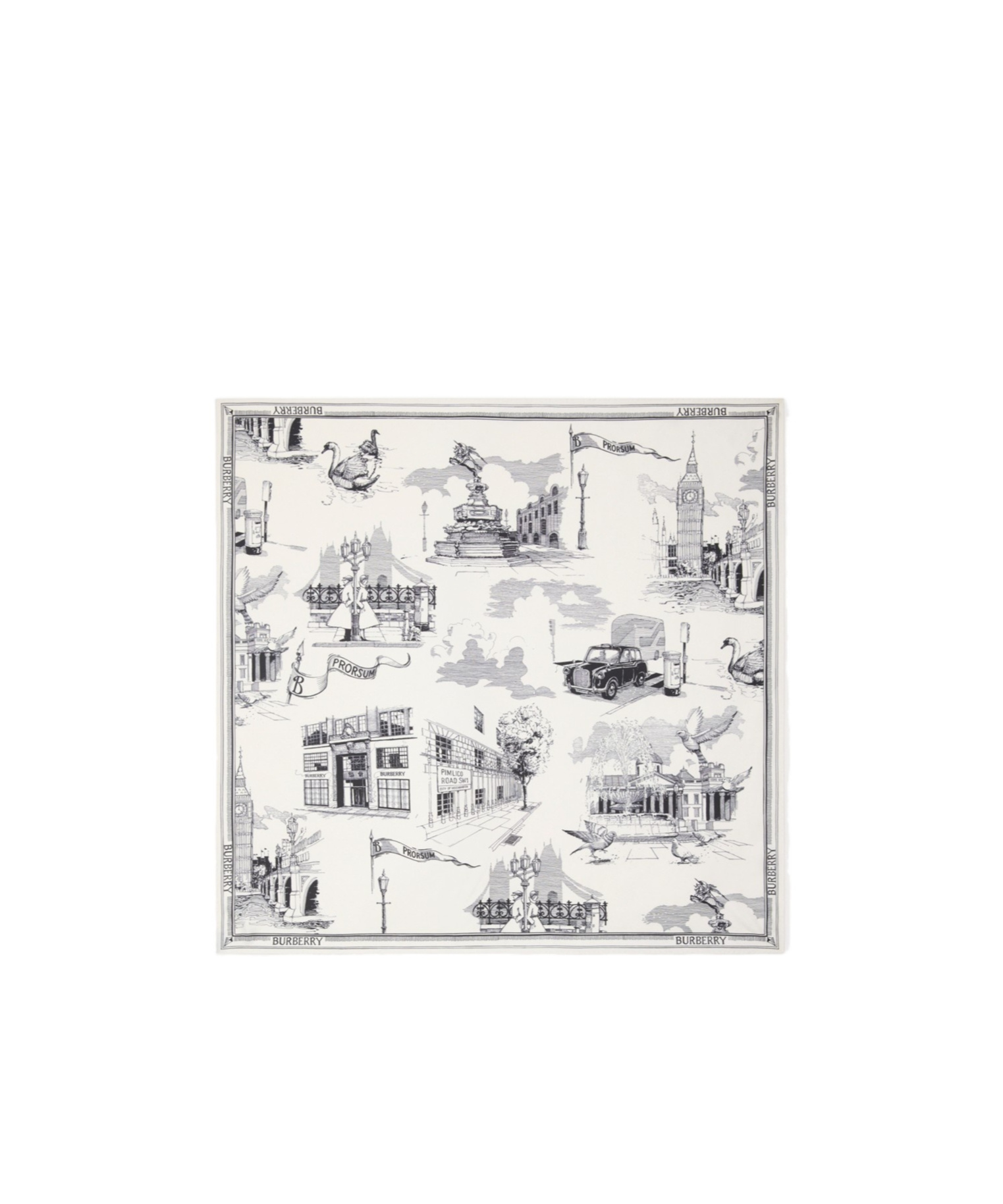BURBERRY LONDON LANDMARKS-PRINT SILK SCARF 