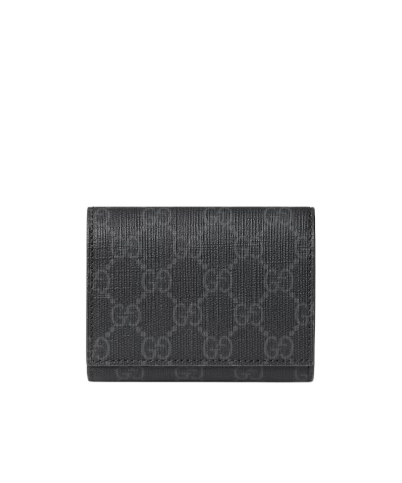 Shop Gucci Gg Tri-fold Wallet With Gg Detail In Black
