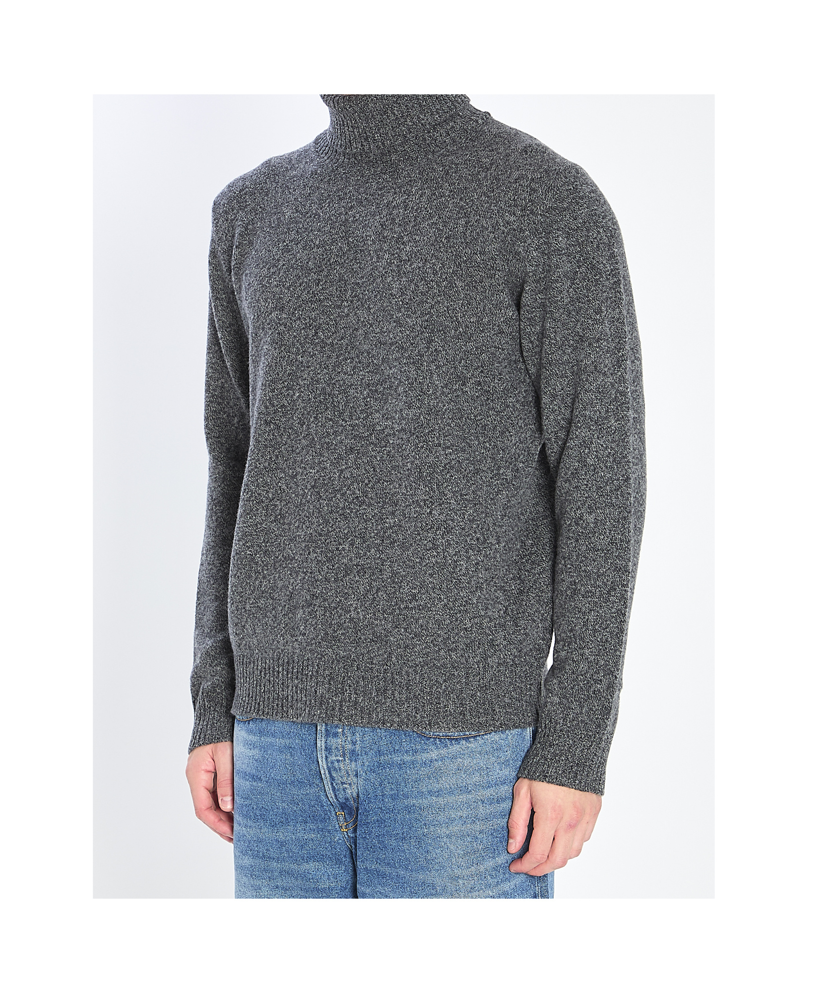 Roberto Collina Ribbed High Collar Turtleneck Sweater In Gray