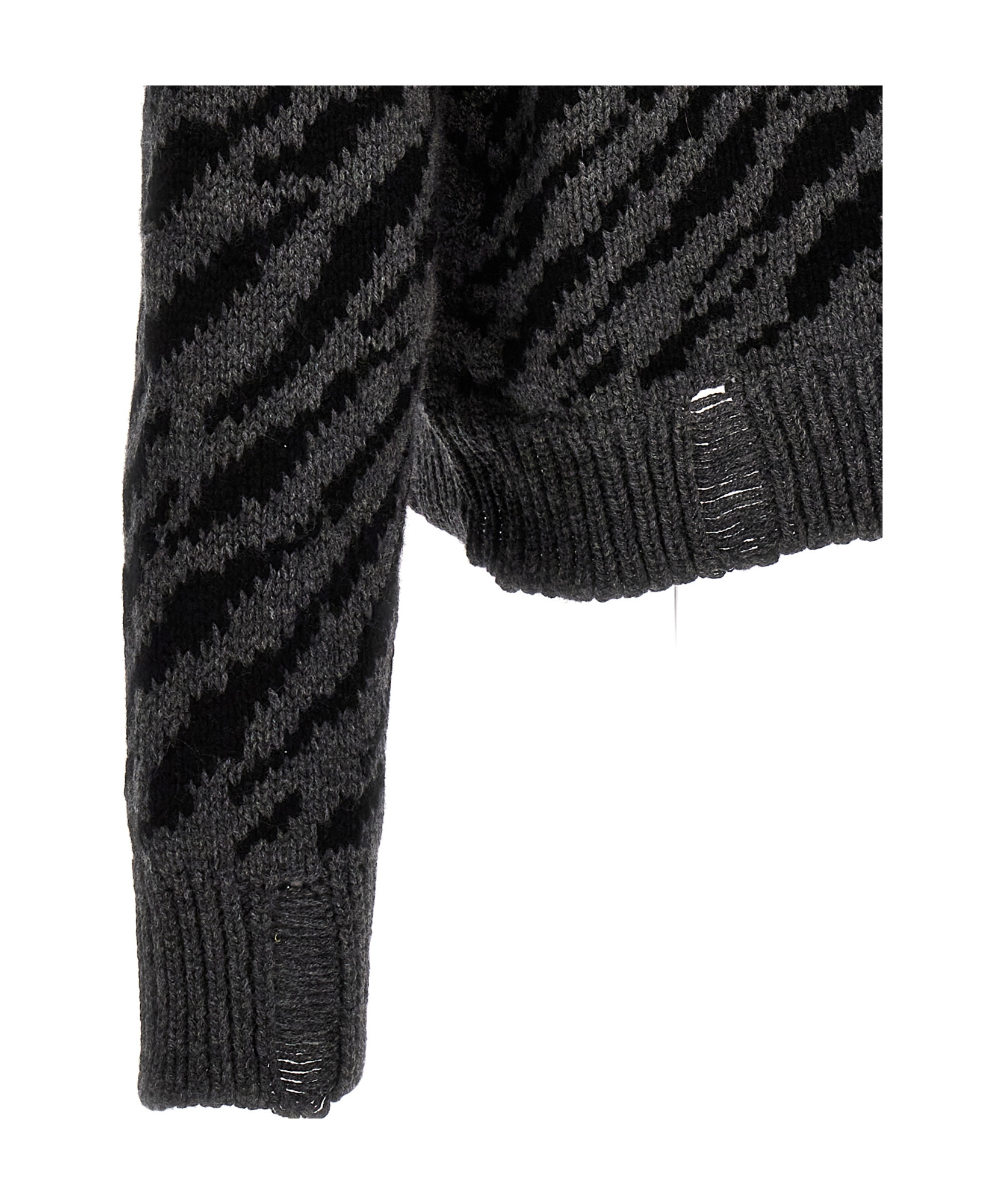 Rhude Zebra Crew Neck Sweater With Ribbed Cuffs In Black