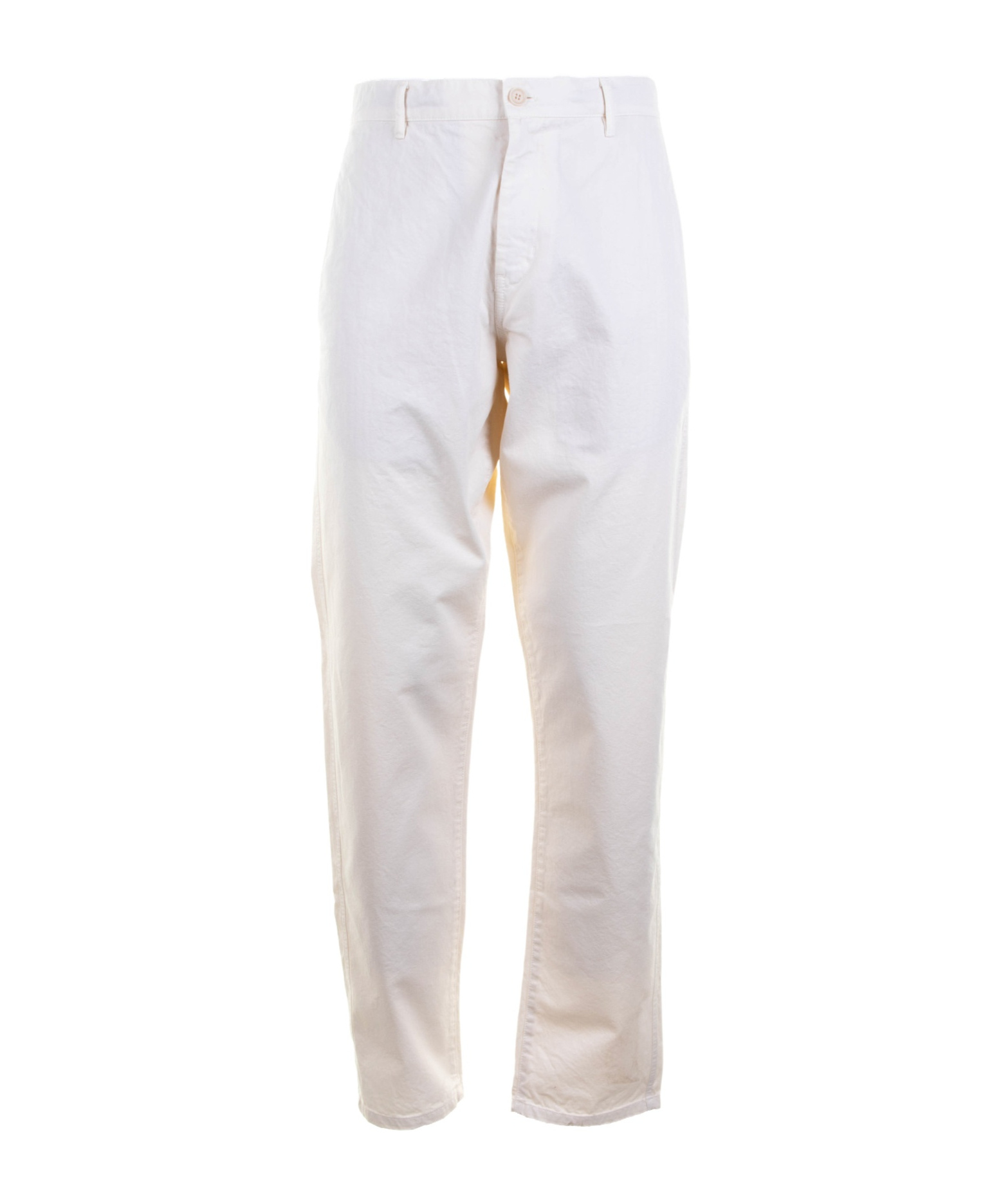 Aspesi Leather Belt Loop Casual Pants In White