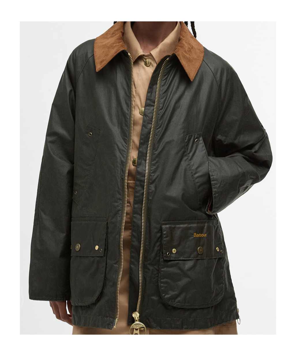 Barbour Highclere Hooded Waxed Jacket In Olive Green