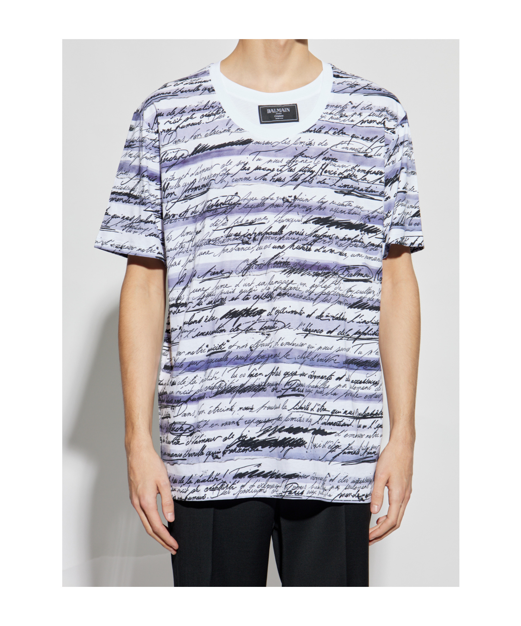 Shop Balmain Love Letter Mariniere T-shirt In White