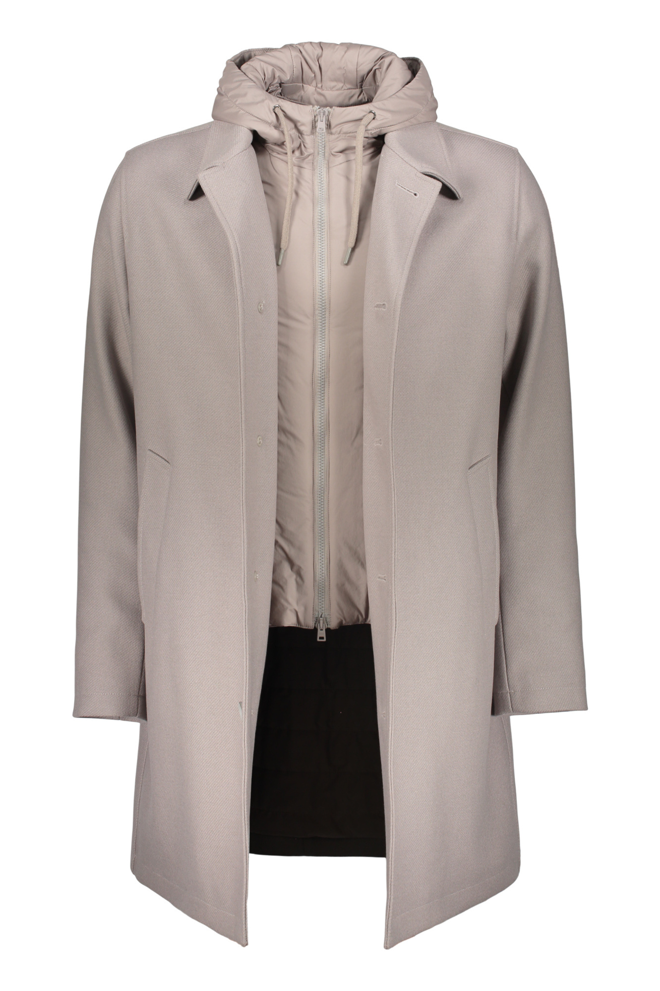 Herno Single-breasted Hooded Coat In Neutral