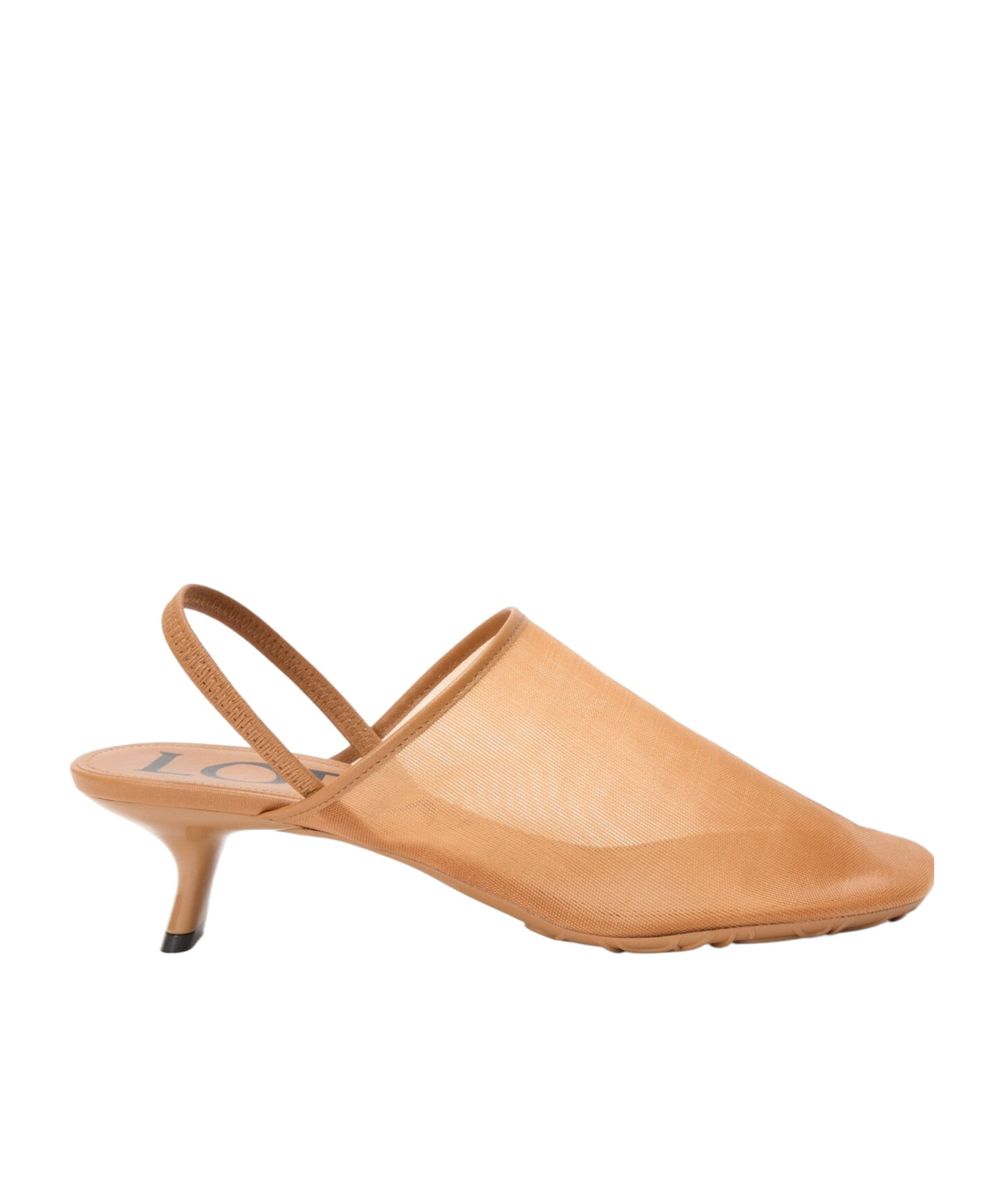 Loewe Kitten Heel Mesh Open Toe Pumps In Brown