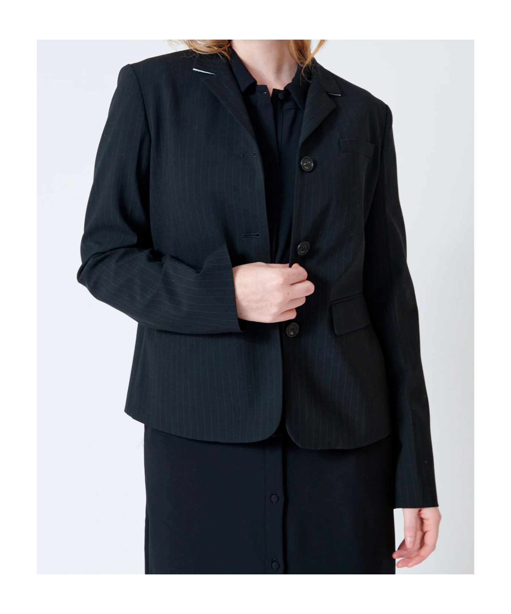 N°21 N21 Three Button Pinstripe Jacket In Black