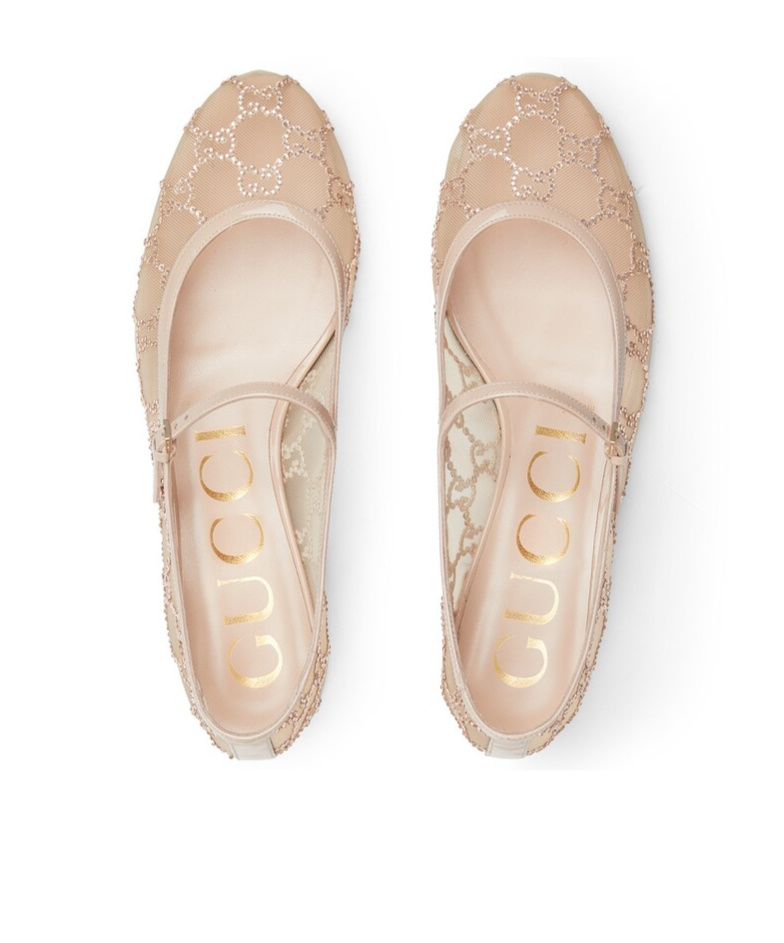 Gucci Women's Gg Crystal Ballet Flat In Pink