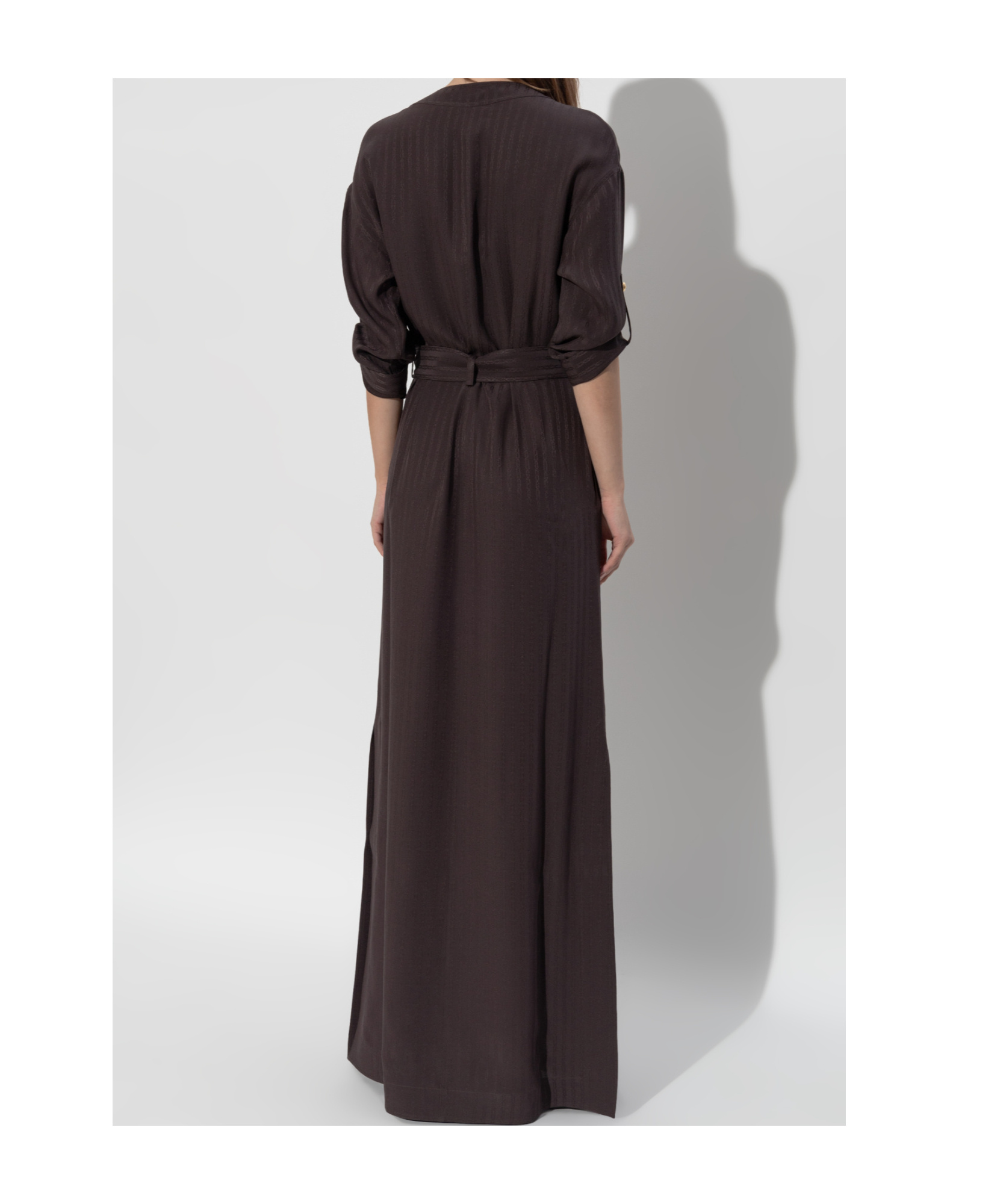 Shop Tom Ford Striped Belted Dress In Black